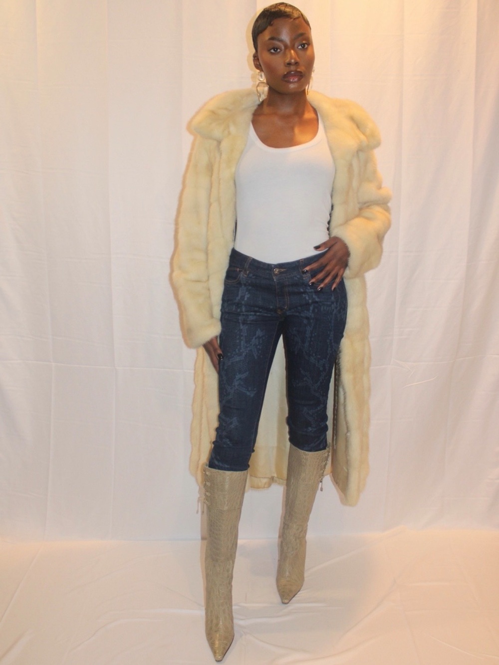 Just Cavalli Navy Patterned Skinny Jeans